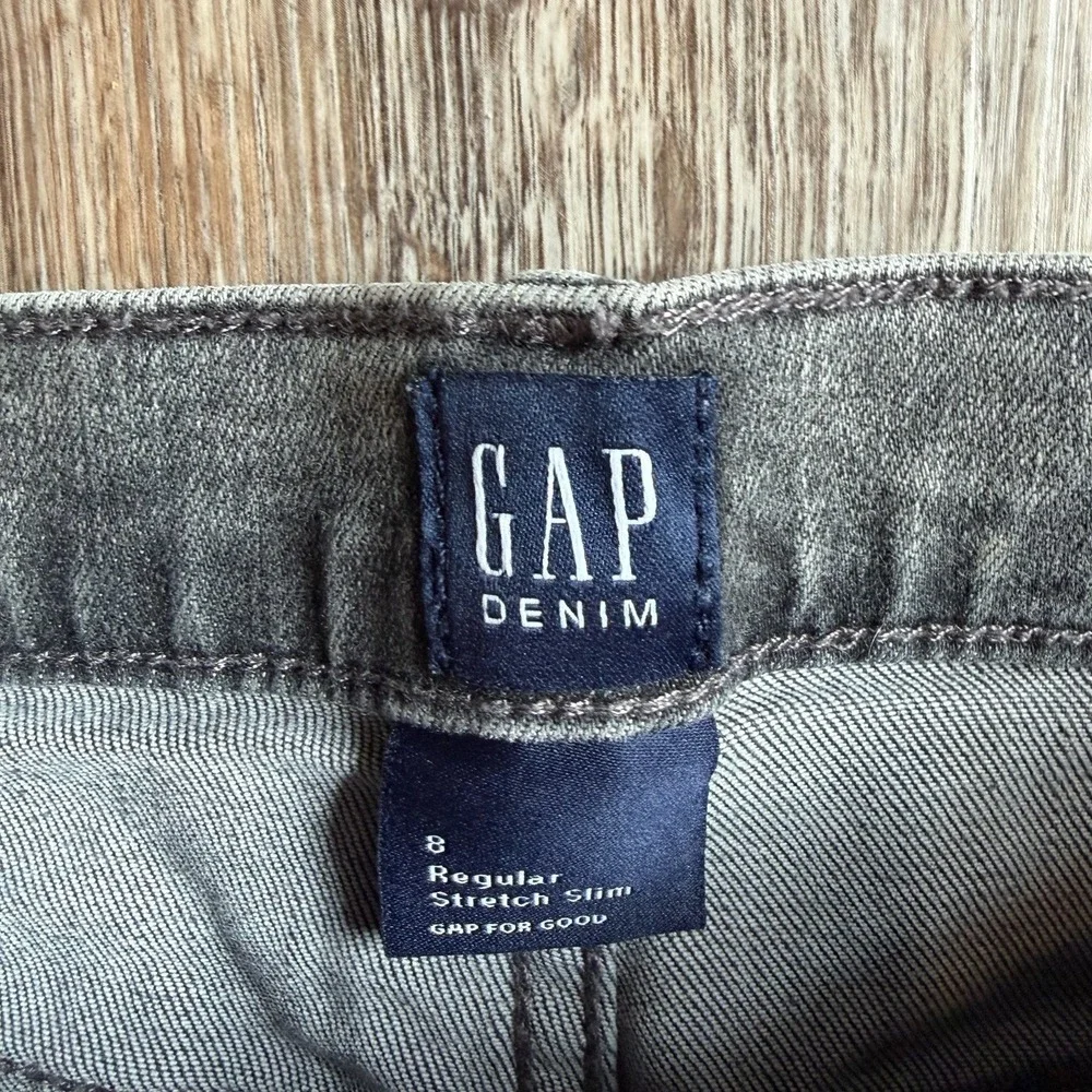 Gap Denim Boys Size‎ 8 Regular Stretch Slim Kids Gray Acid Wash Jeans Pants